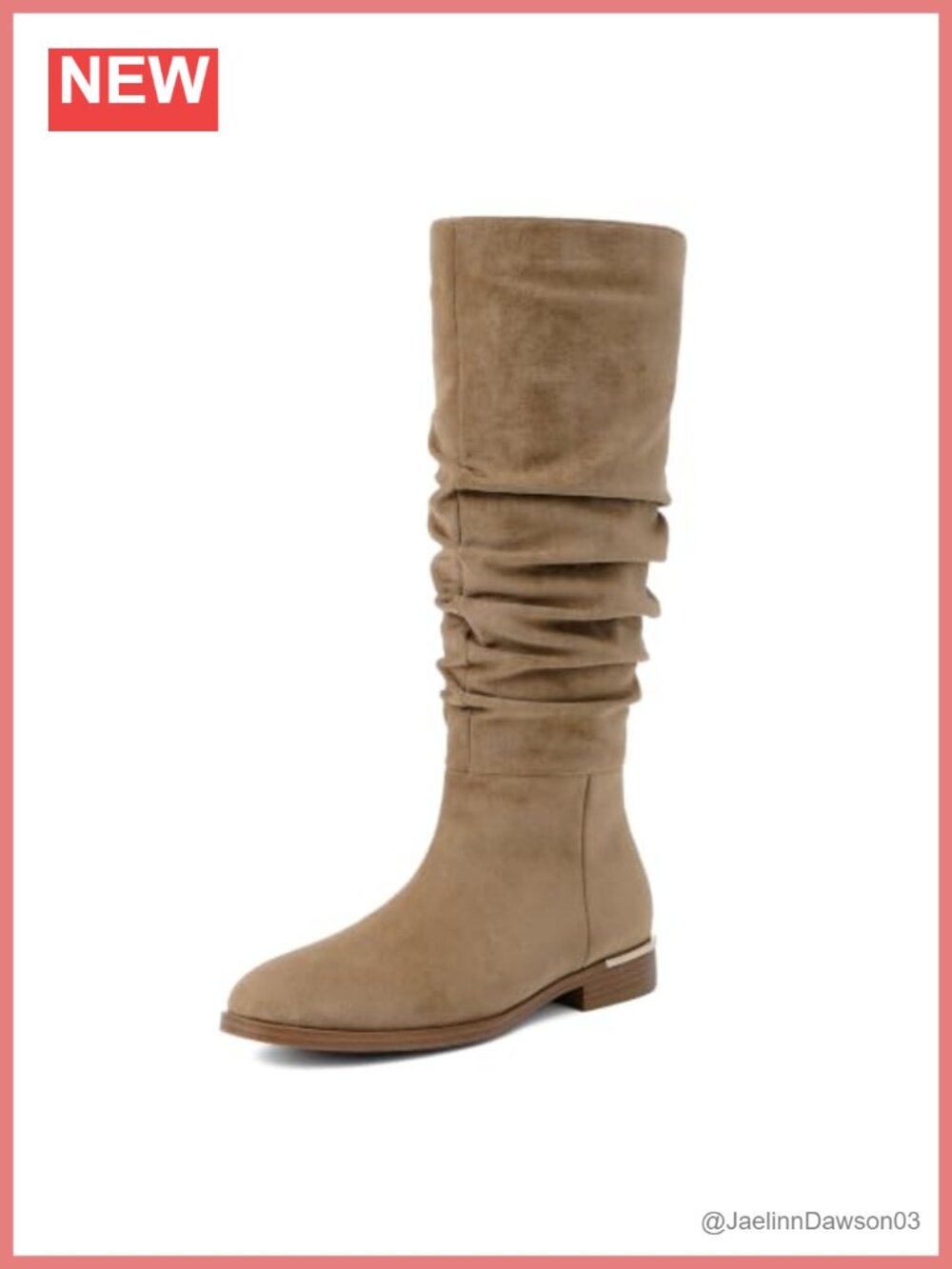 Modatope Suede-like Ruched Knee High Boots, Flat Block Heel